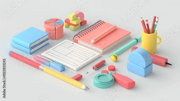Obraz Sticky notes icons Stationaries 3D