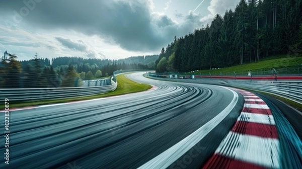 Fototapeta Race Track Bend with Blurred Speed Lines