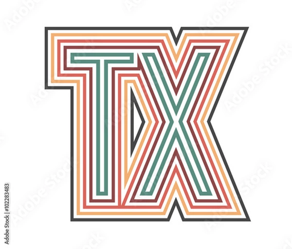 Fototapeta TX Initial Retro Logo company Outline. vector identity