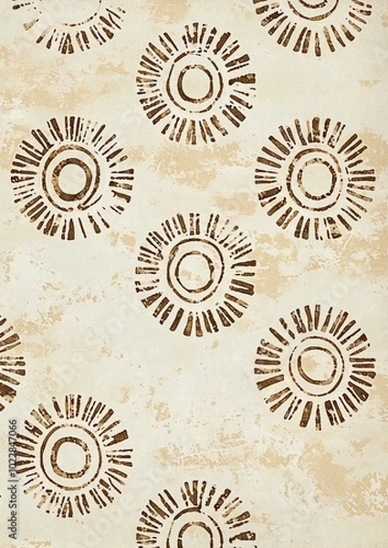 Fototapeta Bohemian-Style Line Drawing on Brown Paper Texture
