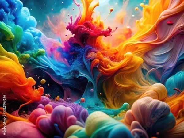 Fototapeta Vibrant Abstract Watercolor Art with Fluid Shapes and Blended Colors for Creative Inspiration