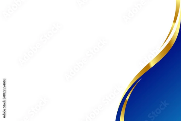 Fototapeta Blue and Gold curve wavy vector border for footer header background. Suitable for certificate, flyer, letterhead, banner, etc background