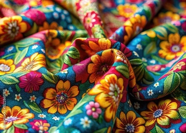 Fototapeta Vibrant Calico Fabric Textures for Crafting, Sewing Projects, and Home Decor Inspirations