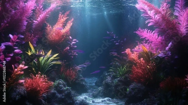 Obraz Underwater Coral Reef with Sunlight