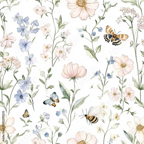 Obraz Beautiful Wallpaper with a Bee Design, Ideal Bees Poster or Graphic Resource for Creative Project, Ai Generative