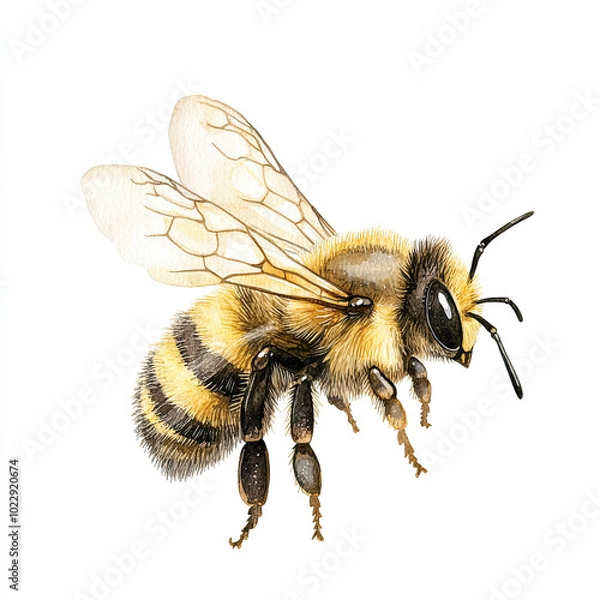 Fototapeta Beautiful Bee Watercolor Clipart, Bees Colored Design for Your Corporate and Business Graphic Resource or Creative Project, Ai Generative