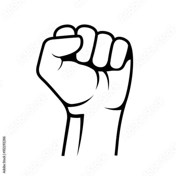 Fototapeta Raised Fist on White Background. Vector