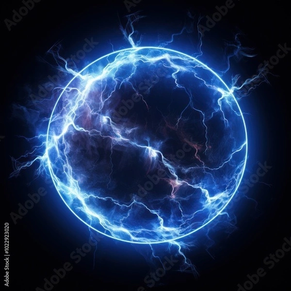 Obraz Lightning thunderstorm circle night.