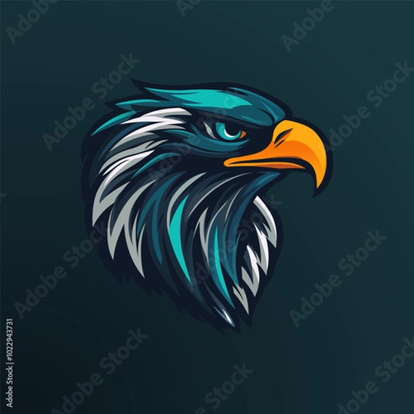 Obraz Bald eagle head, Eagle mascot head, colorful abstract eagle, logo vector  illustration