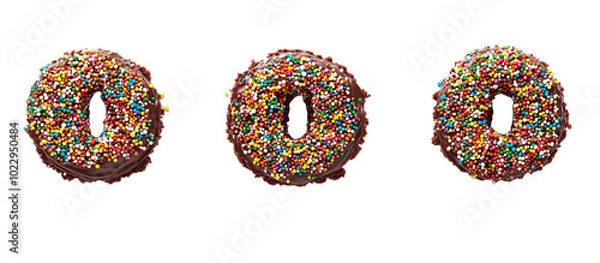 Obraz Three Chocolate Donuts with Sprinkles