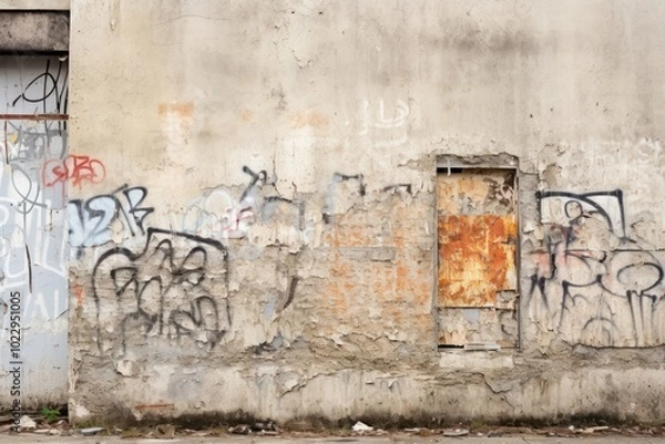 Obraz Graffiti building wall architecture.