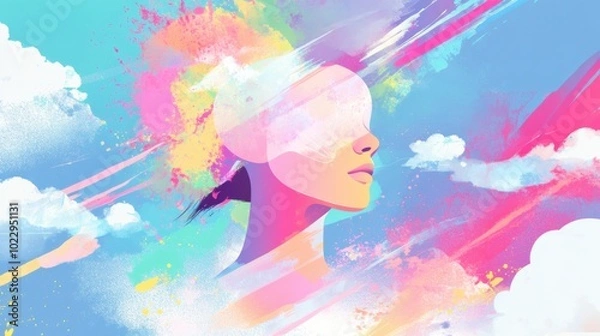 Fototapeta Neon Dreamscape: AI-Generated Realities Emerge. Generative AI concept