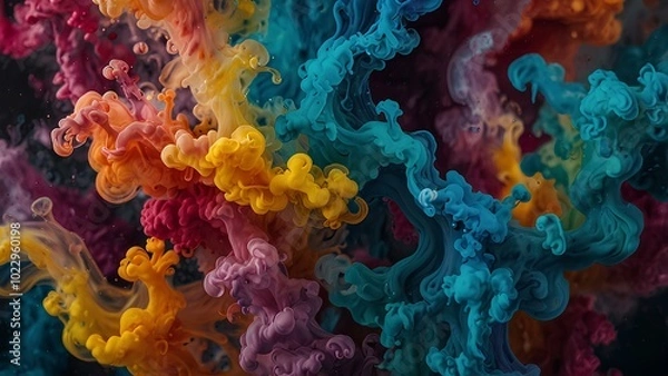 Fototapeta Abstract Ink Swirling in Water: Vibrant Colors Creating Dynamic Patterns in Fluid Motion