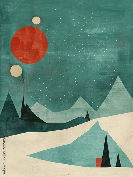Fototapeta Abstract Art Composition with Geometric Shapes and Color Blocks in Red, White, and Gray Tones, Modern and Concise Vibe