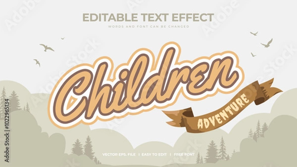Fototapeta Children editable text effect lettering typography in adventure theme 