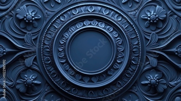 Obraz 3D circular mural wall art design for home interiors featuring classic decorative elements in a vector illustration style 3D rendering for striking wallpaper backgrounds