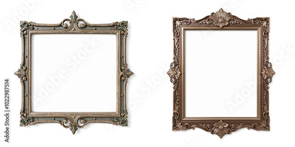 Fototapeta aged frame isolated on white, background and border for design