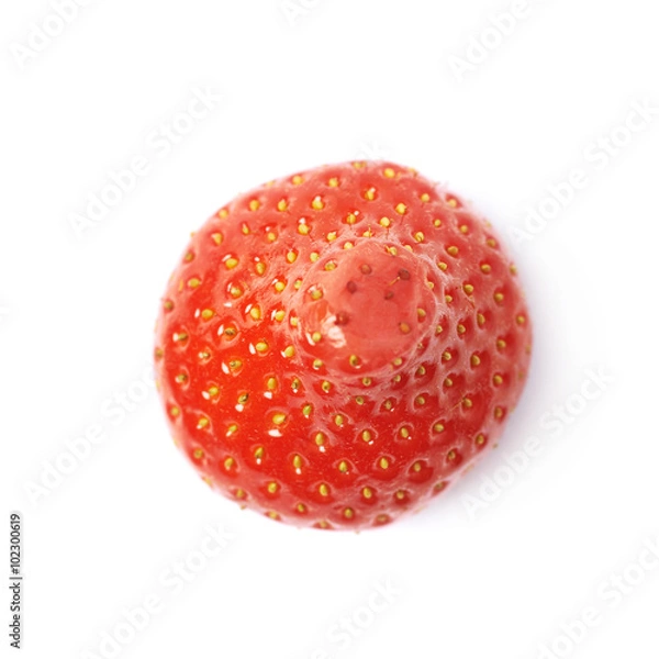Fototapeta Single ripe red strawberry isolated