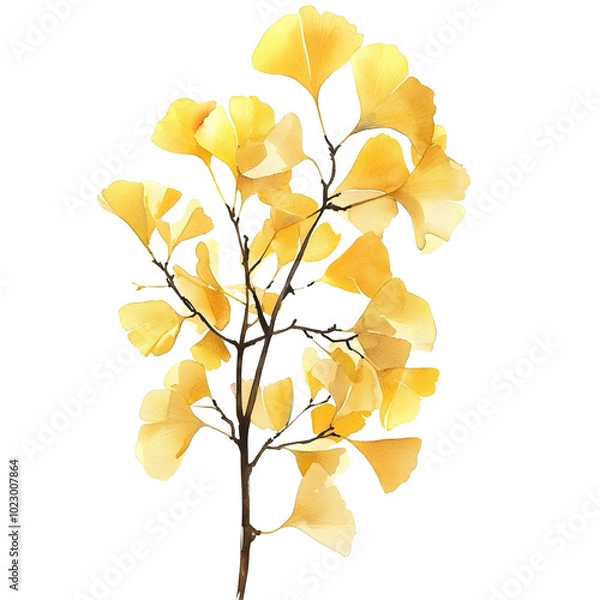 Fototapeta a ginkgo branch with yellow leaves