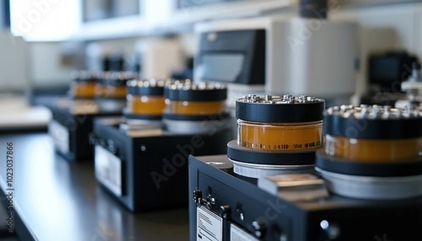 Fototapeta Chemical testing lab equipped for purity analysis of various substances in a modern facility