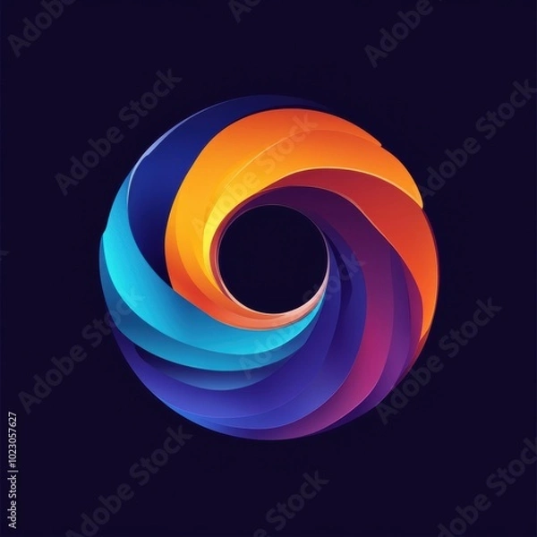 Fototapeta An abstract spiral symbolizing the flow of data, digital transformation and endless possibilities in technology.