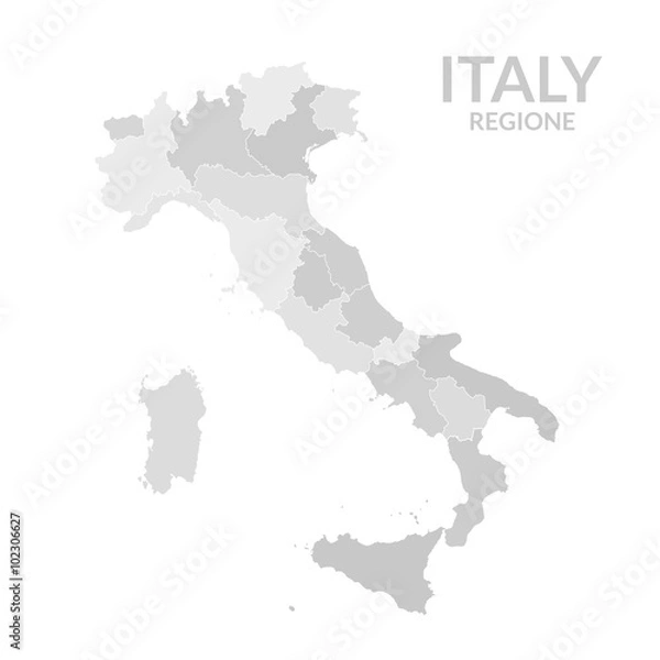 Obraz Regions map of Italy gray