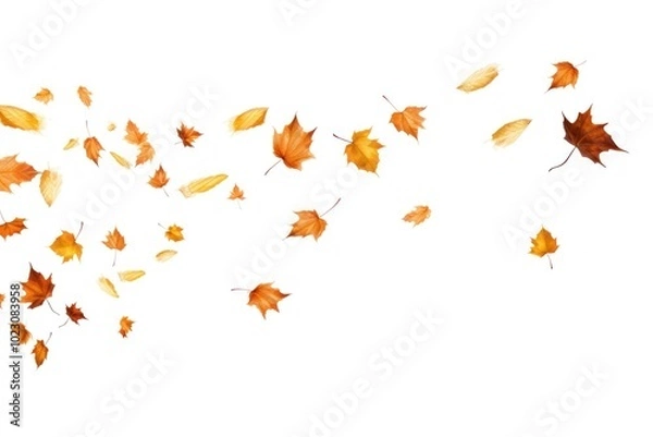 Fototapeta Autumn leaves floating gracefully