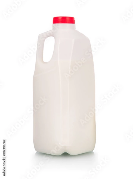 Obraz Milk in plastic bottle on white
