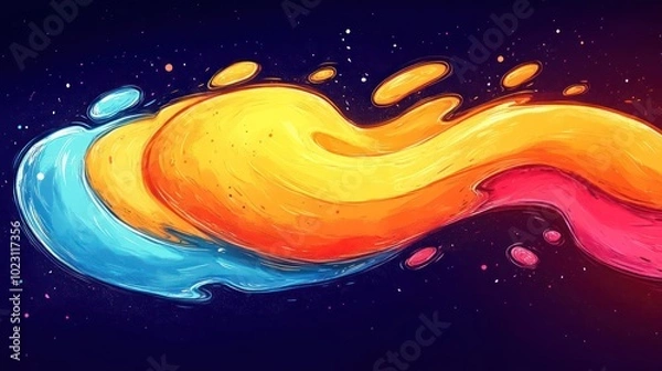 Fototapeta A vibrant swirl of colors resembling fluid motion against a dark background.