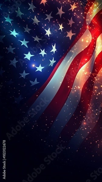 Obraz background showcasing the American flag with ample space for text, classic and clean design, bold colors, patriotic feel, bright light enhancing the flag, perfect for banners or advertisements