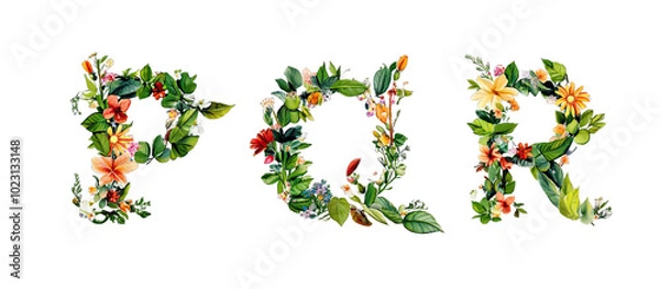 Obraz Floral Alphabet Letters PQR