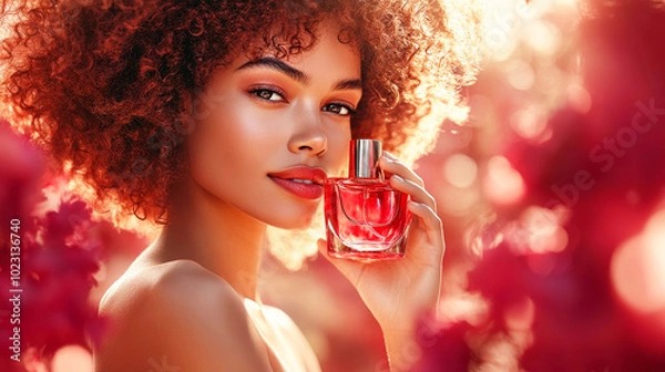 Obraz Model with perfume red aroma mood