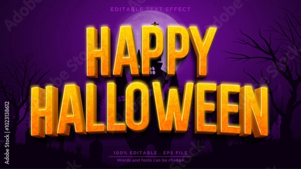 Fototapeta Halloween editable text effect. Happy halloween background
