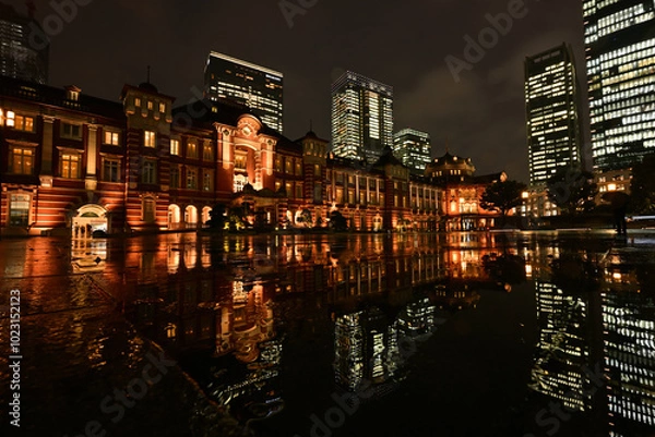 Fototapeta 雨の東京駅