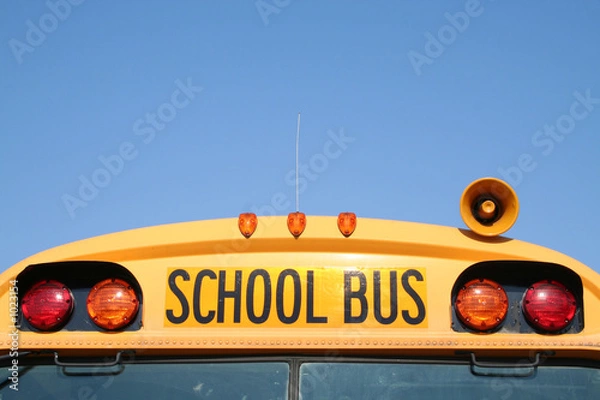 Obraz przed szkolnym autobusem