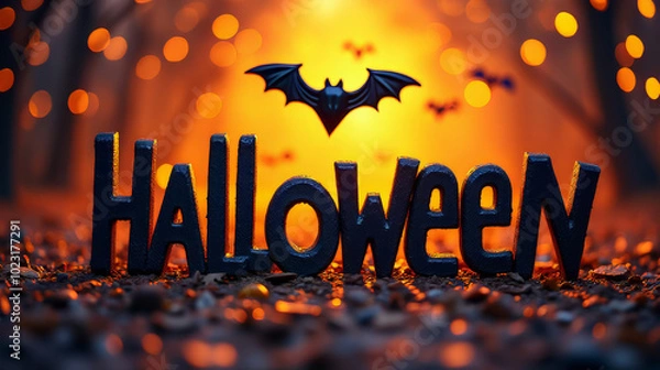 Obraz Spooky Halloween Decor with Glowing Bokeh Lights