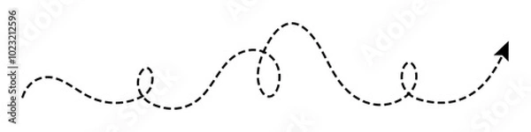 Obraz Long squiggle dashed, dotted line arrow vector icon
