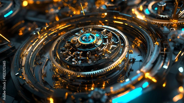 Fototapeta clock gear background and abstract . 3d, rendering, illustration