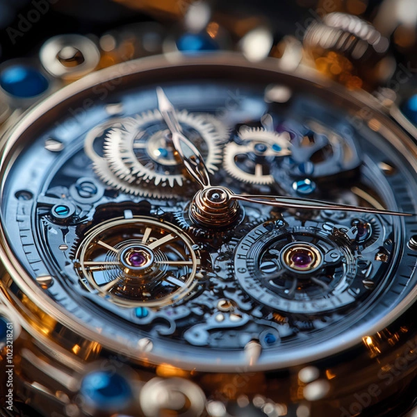 Fototapeta clock gear background and abstract . 3d, rendering, illustration