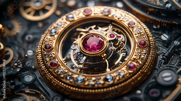 Fototapeta clock gear background and abstract . 3d, rendering, illustration