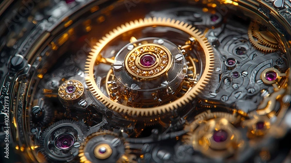 Fototapeta clock gear background and abstract . 3d, rendering, illustration