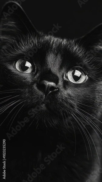 Fototapeta Black Cat Protection Day. a black cat. a pet