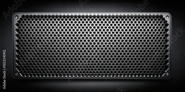 Obraz A close-up view of a metallic grid with circular holes, showcasing the intricate detail and subtle reflections