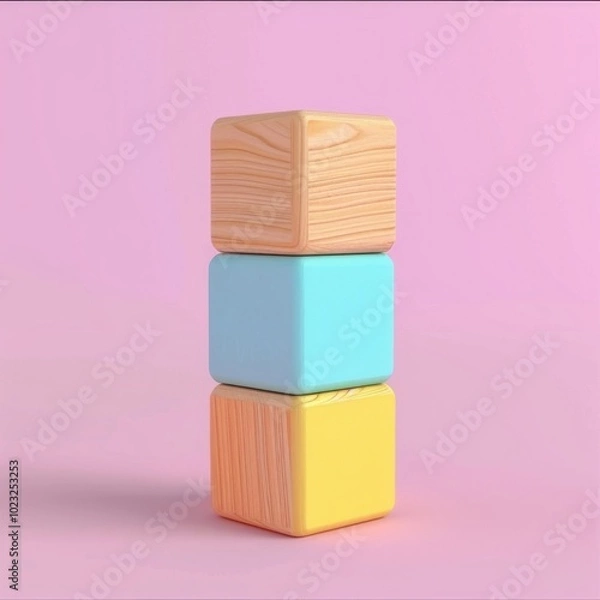 Fototapeta Wooden block toy simplicity container lighting.