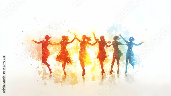 Fototapeta 3D Icon Friends Celebrating Diwali with Sparklers in Glossy Effects - Festive Camera Zoom into Friends Joyfully Holding Sparklers Against a Glowing White Background