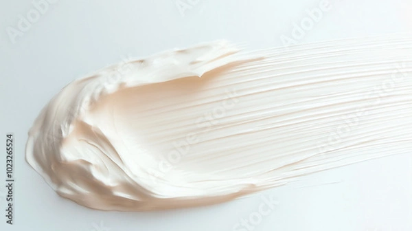 Fototapeta close-up texture of the cream and serum product, set against a plain simple minimalism backgroundwith leaves