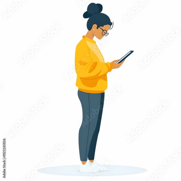 Fototapeta Person Using Tablet with Booking System in Hospitality Service Concept on Blank Background, Symbolizing Efficient and Friendly Customer Experience