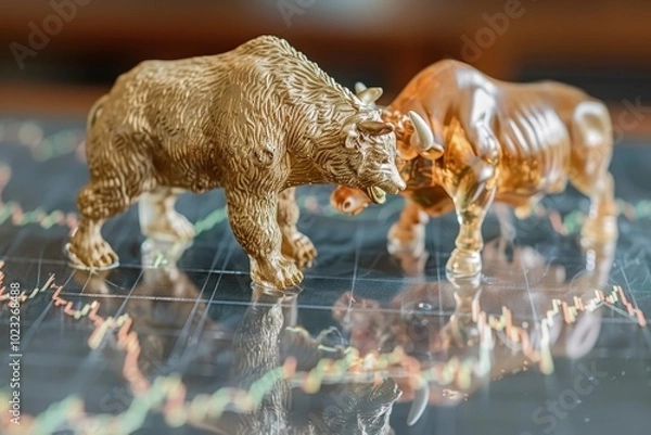 Fototapeta Two bears are fighting on a graph