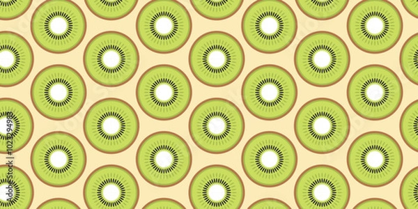 Obraz Seamless pattern with kiwi fruit motif on light brown background