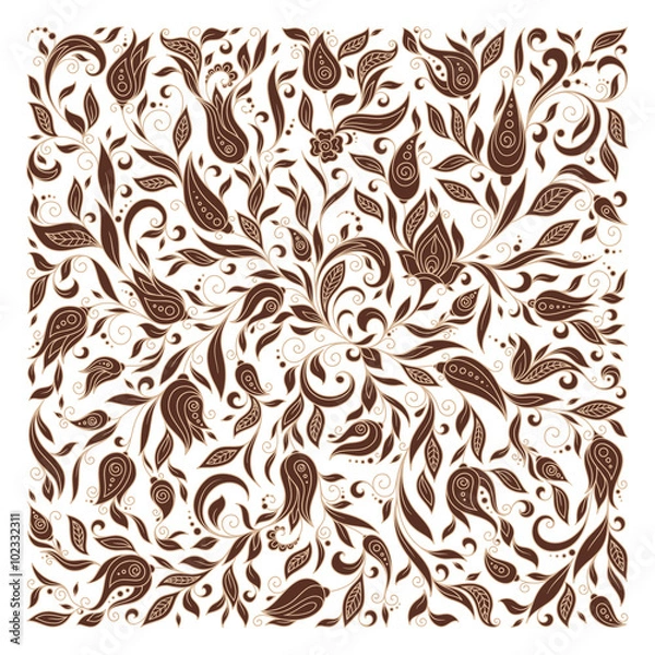 Fototapeta Vector illustration of square made with floral elements